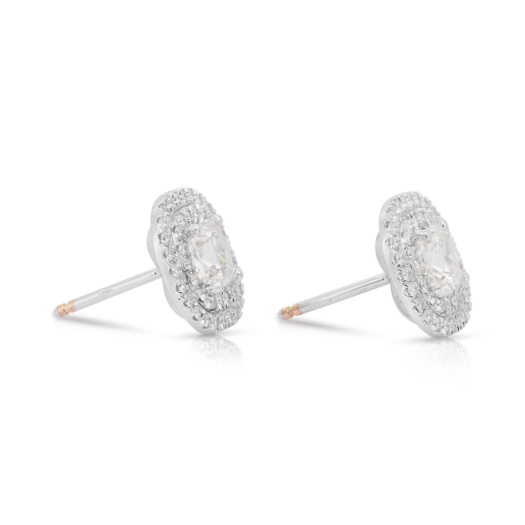 Dazzling 2.90ct Diamonds Double Halo Earrings in 18k White Gold - IGI Certified