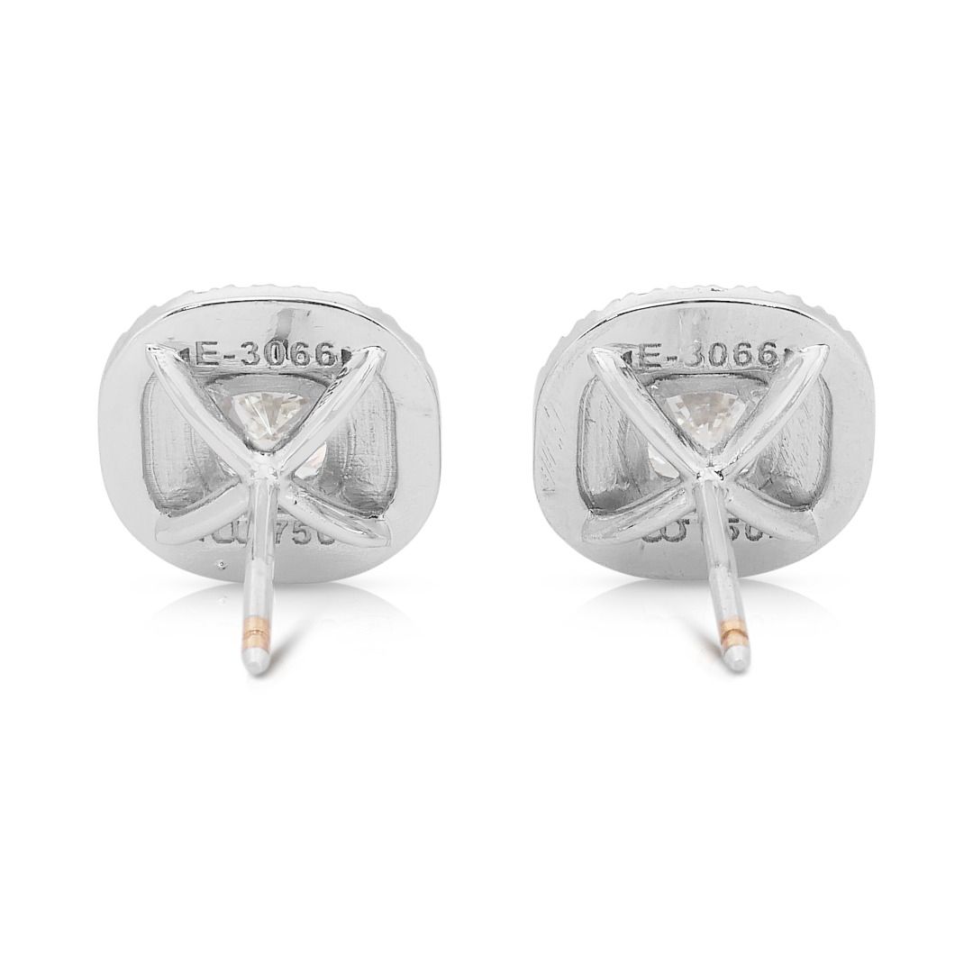 Dazzling 2.90ct Diamonds Double Halo Earrings in 18k White Gold - IGI Certified