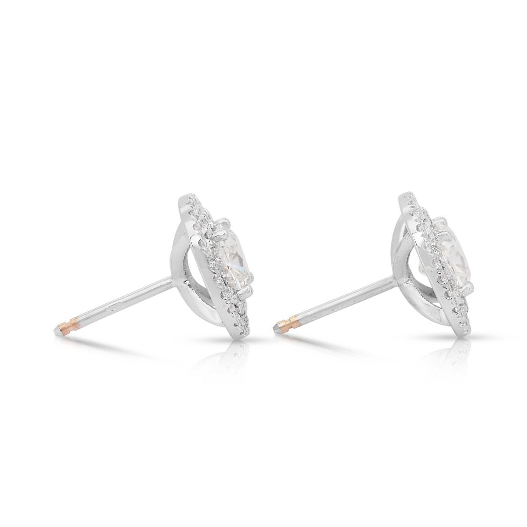 Dazzling 2.90ct Diamonds Double Halo Earrings in 18k White Gold - IGI Certified