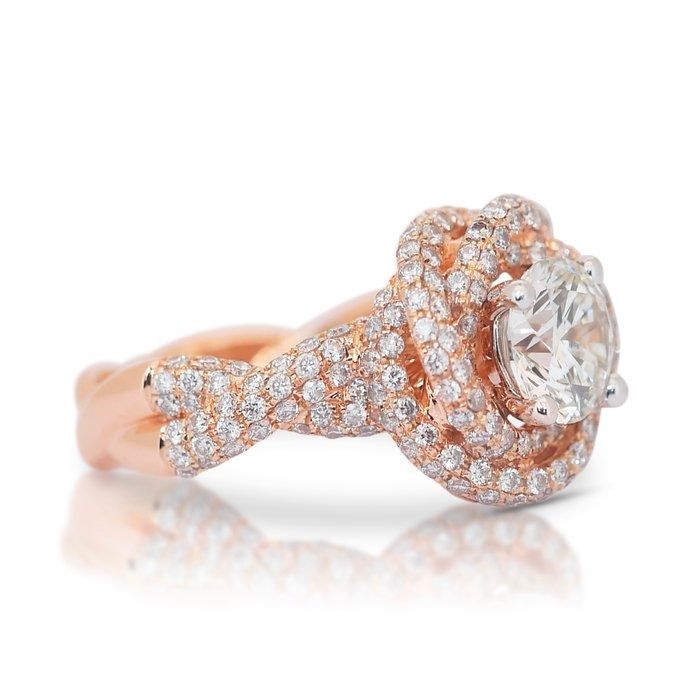 Dazzling 2.96ct Diamonds Cluster Ring in 18k Rose Gold - IGI Certified