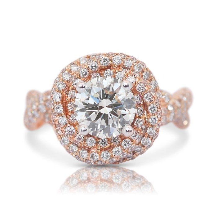 Dazzling 2.96ct Diamonds Cluster Ring in 18k Rose Gold - IGI Certified