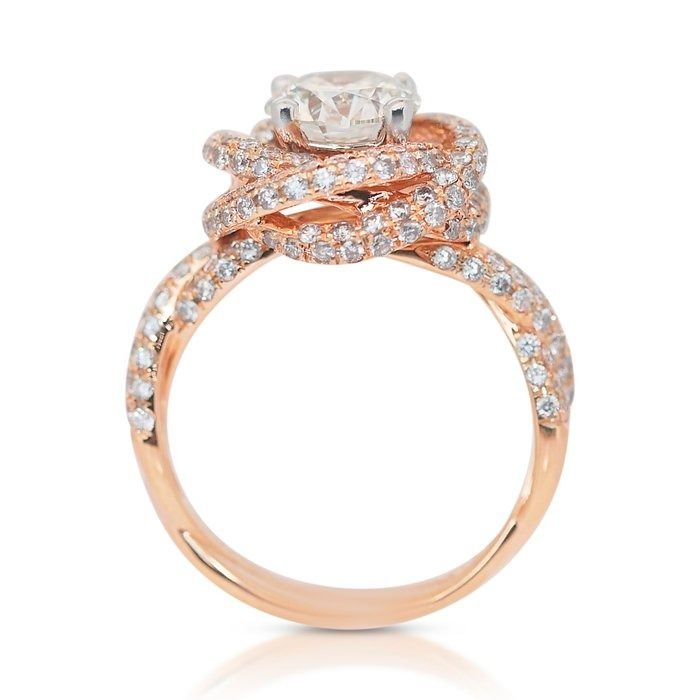 Dazzling 2.96ct Diamonds Cluster Ring in 18k Rose Gold - IGI Certified