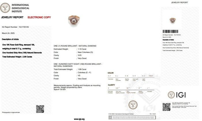 Dazzling 2.96ct Diamonds Cluster Ring in 18k Rose Gold - IGI Certified