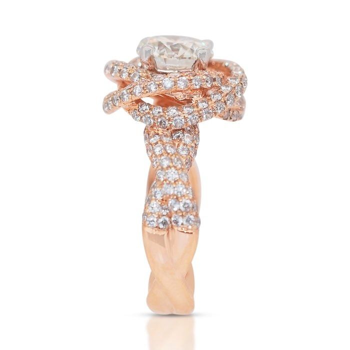 Dazzling 2.96ct Diamonds Cluster Ring in 18k Rose Gold - IGI Certified