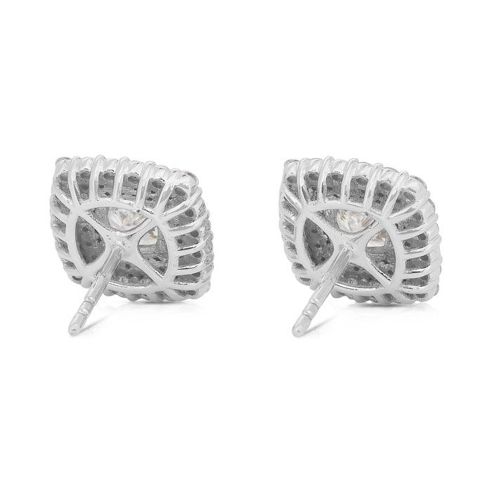 Dazzling 3.08ct Double Excellent Ideal Cut Diamonds Stud Earrings in 18k White Gold - GIA Certified