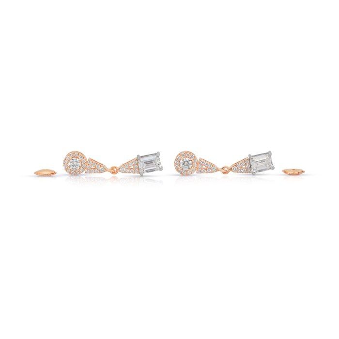 Dazzling 3.18ct Diamonds Drop Earrings in 18k White & Rose Gold - IGI Certified