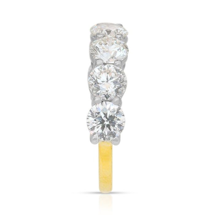 Dazzling 3.63ct Diamonds 7-Stone Ring in 18k White & Yellow Gold - IGI Certified
