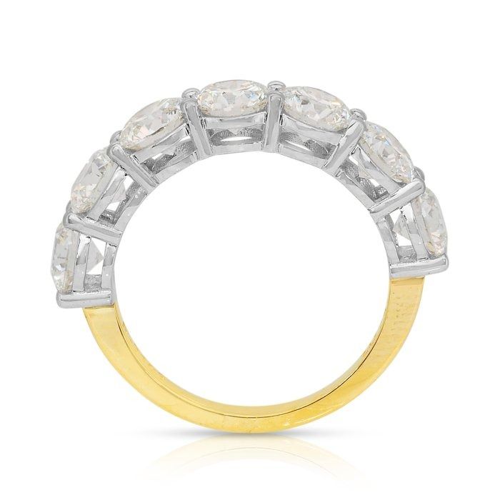 Dazzling 3.63ct Diamonds 7-Stone Ring in 18k White & Yellow Gold - IGI Certified