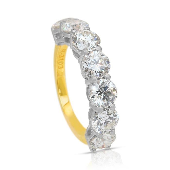 Dazzling 3.63ct Diamonds 7-Stone Ring in 18k White & Yellow Gold - IGI Certified