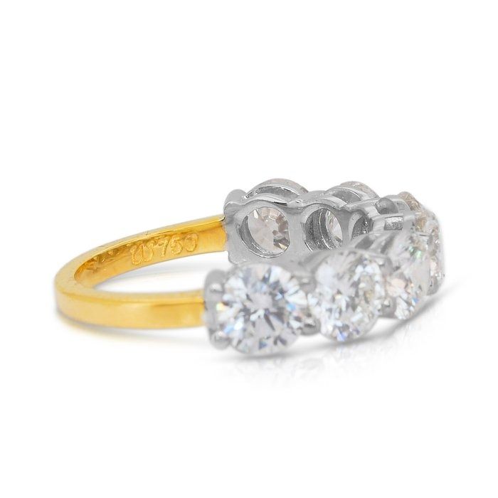 Dazzling 3.63ct Diamonds 7-Stone Ring in 18k White & Yellow Gold - IGI Certified