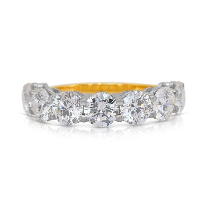 Dazzling 3.63ct Diamonds 7-Stone Ring in 18k White & Yellow Gold - IGI Certified