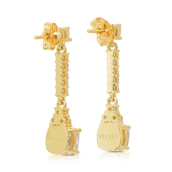 Dazzling 3.74ct Diamonds Drop Earrings in 18k Yellow Gold - IGI Certified