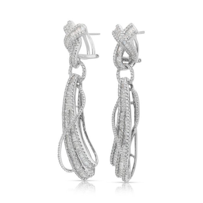 Dazzling 6.75ct Diamonds Drop Earrings in 18k White Gold - IGI Certified