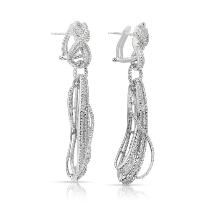 Dazzling 6.75ct Diamonds Drop Earrings in 18k White Gold - IGI Certified