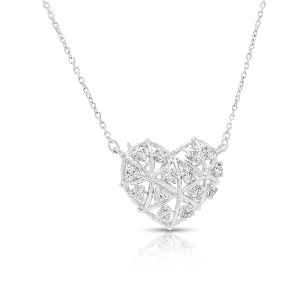 Zarte 0,07 Karat Herz-Halskette mit Naturdiamanten in 14K Weißgold