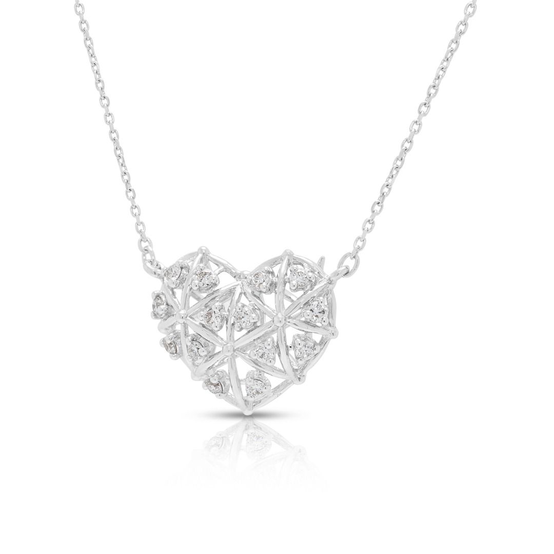 Zarte 0,07 Karat Herz-Halskette mit Naturdiamanten in 14K Weißgold
