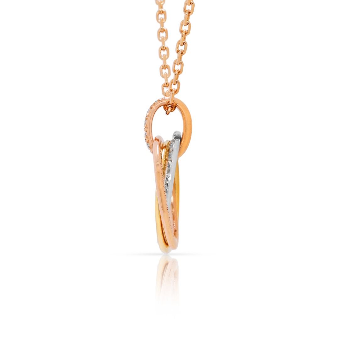 Delicate 0.17ct Natural Diamond Necklace in 18K Tri-Color Gold