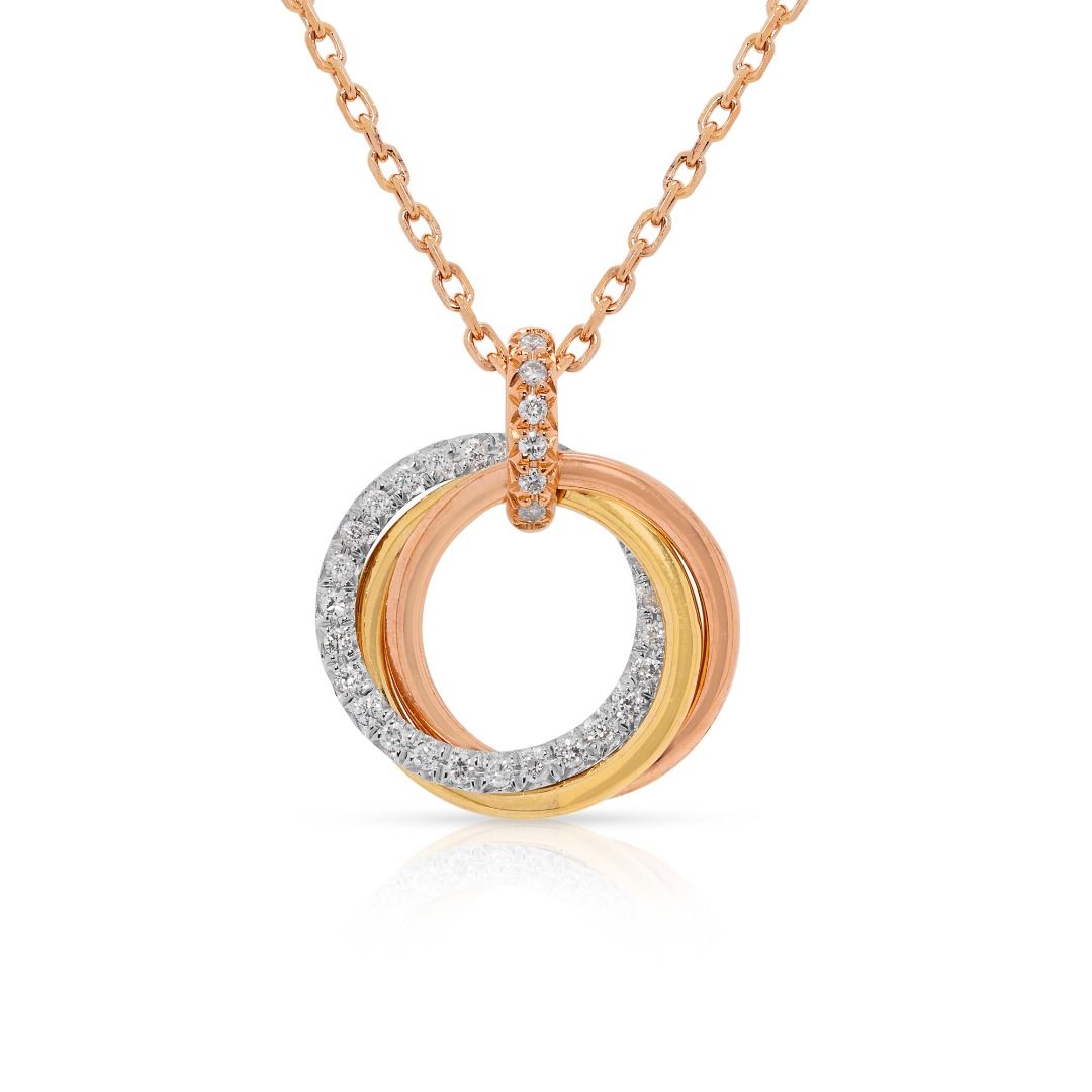Delicate 0.17ct Natural Diamond Necklace in 18K Tri-Color Gold