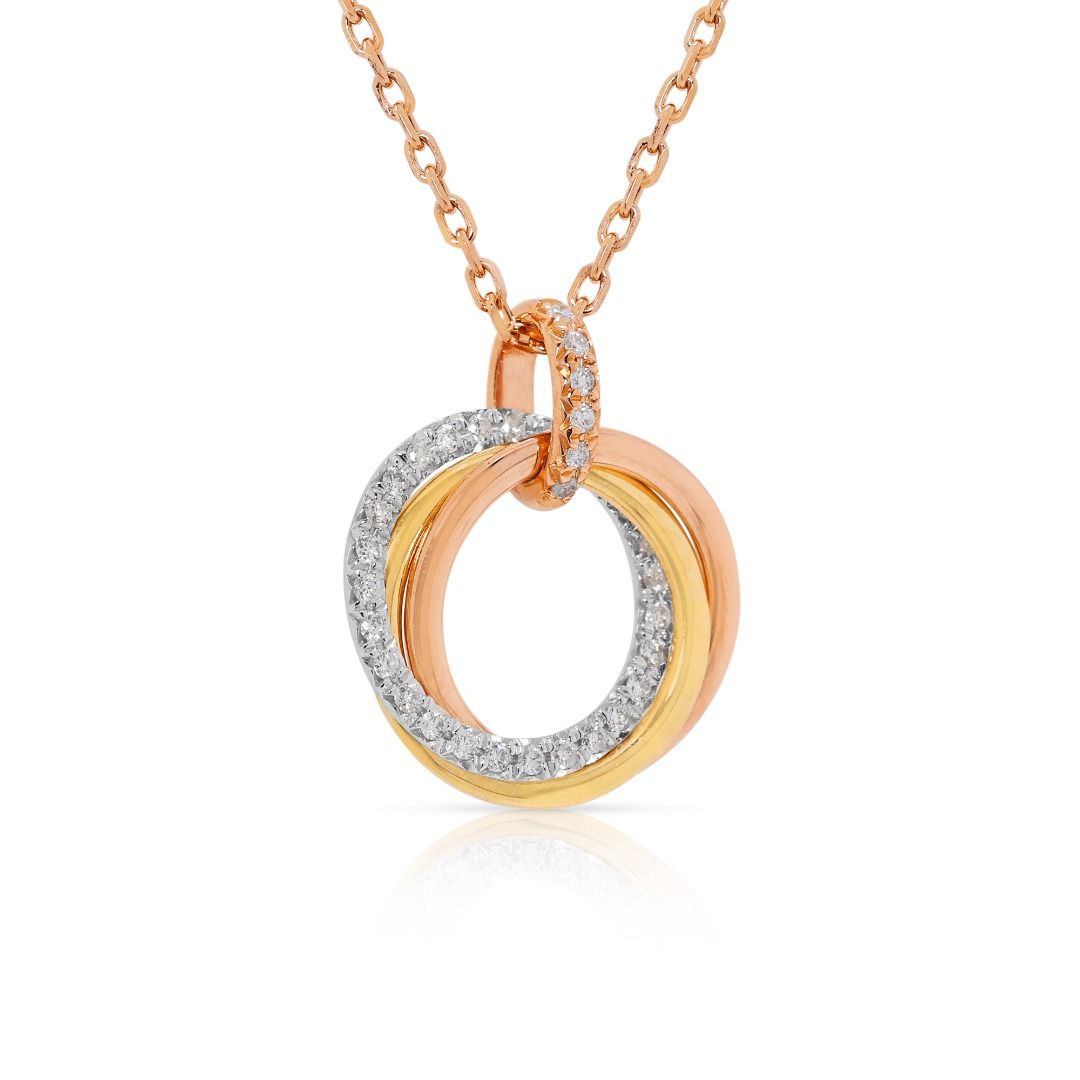 Delicate 0.17ct Natural Diamond Necklace in 18K Tri-Color Gold