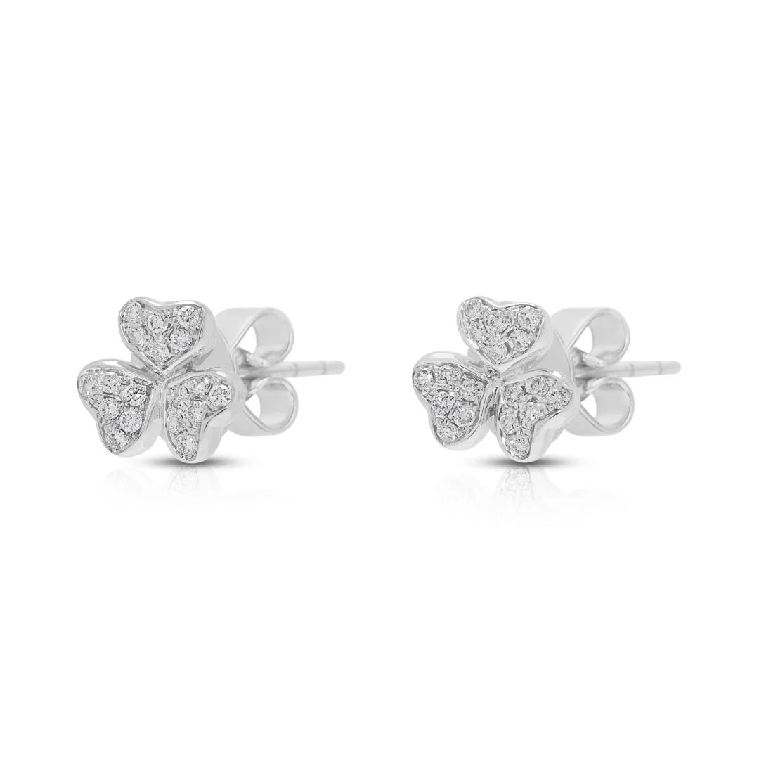Delicate 0.20ct Diamond Pave Stud Earrings in 18K White Gold