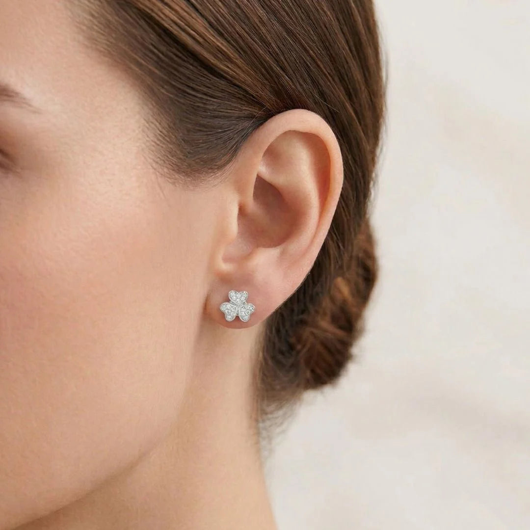 Delicate 0.20ct Diamond Pave Stud Earrings in 18K White Gold