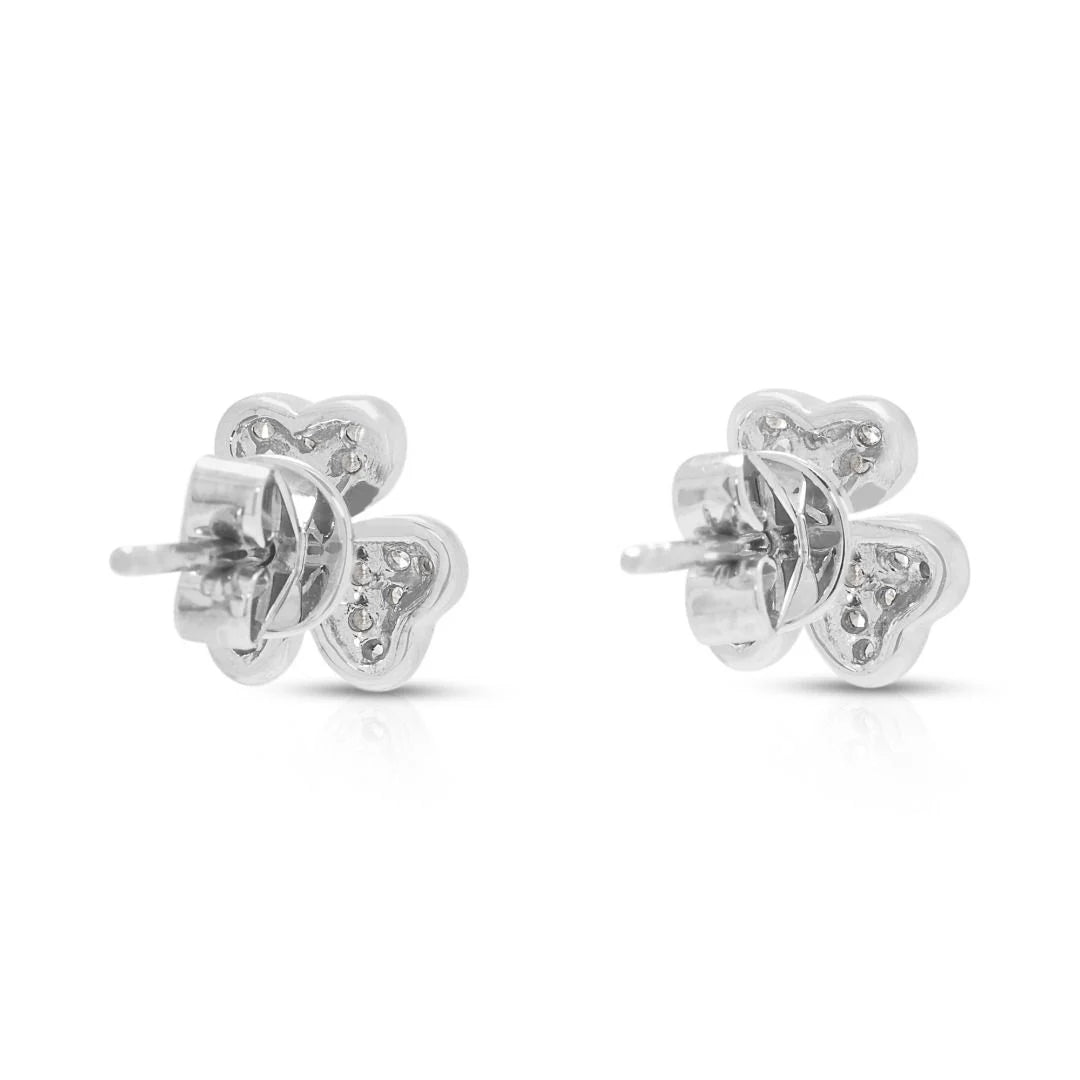 Delicate 0.20ct Diamond Pave Stud Earrings in 18K White Gold
