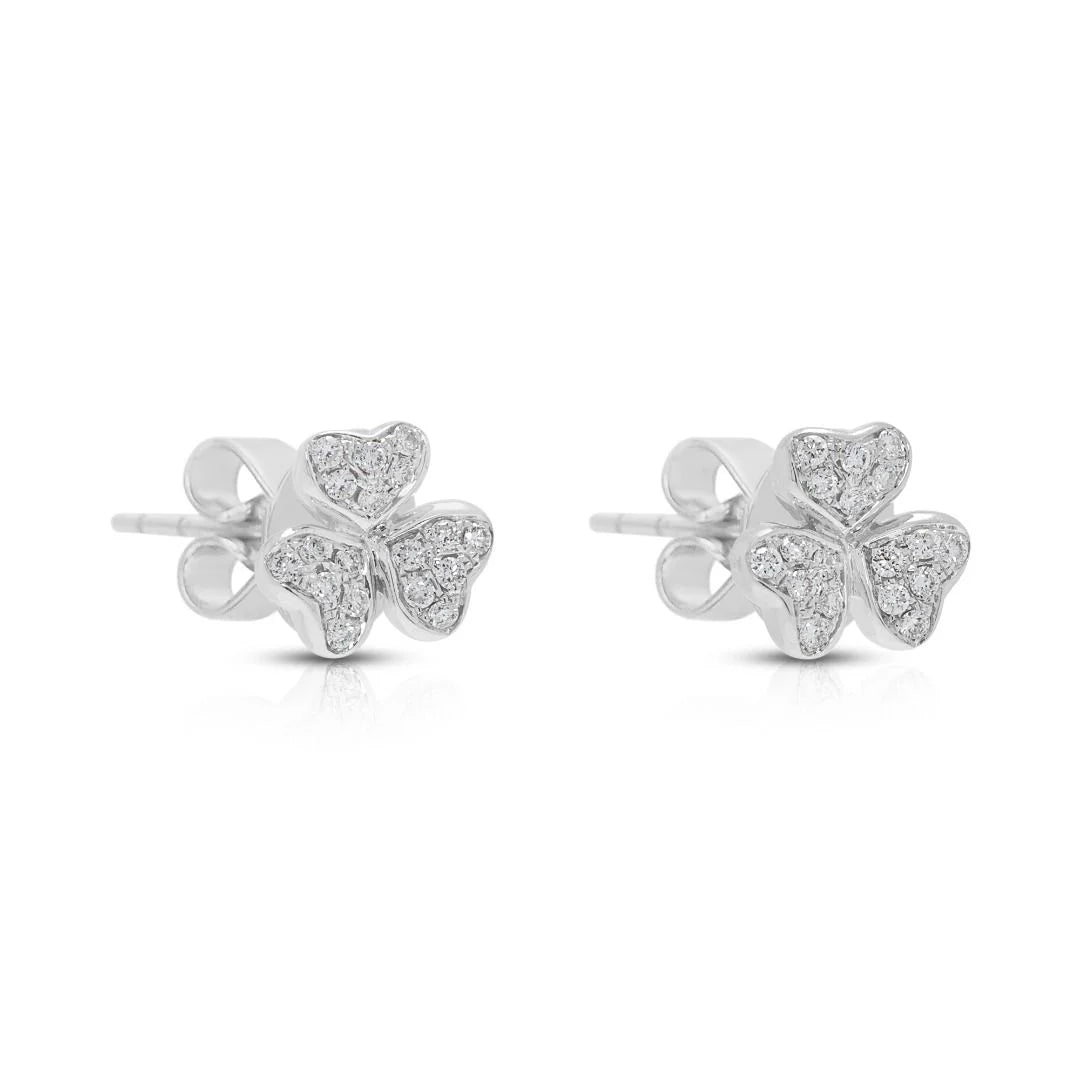 Delicate 0.20ct Diamond Pave Stud Earrings in 18K White Gold