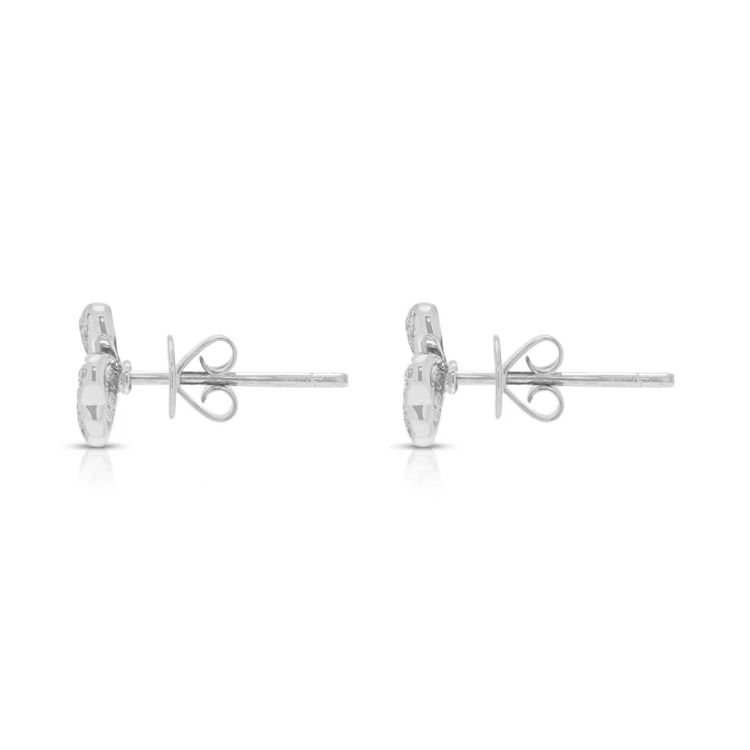 Delicate 0.20ct Diamond Pave Stud Earrings in 18K White Gold