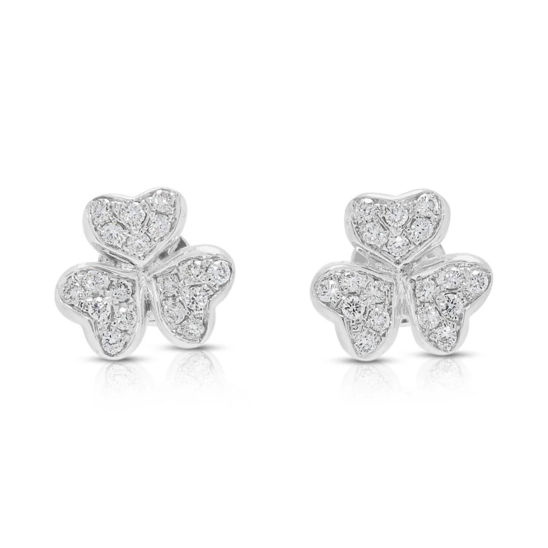 Delicate 0.20ct Diamond Pave Stud Earrings in 18K White Gold