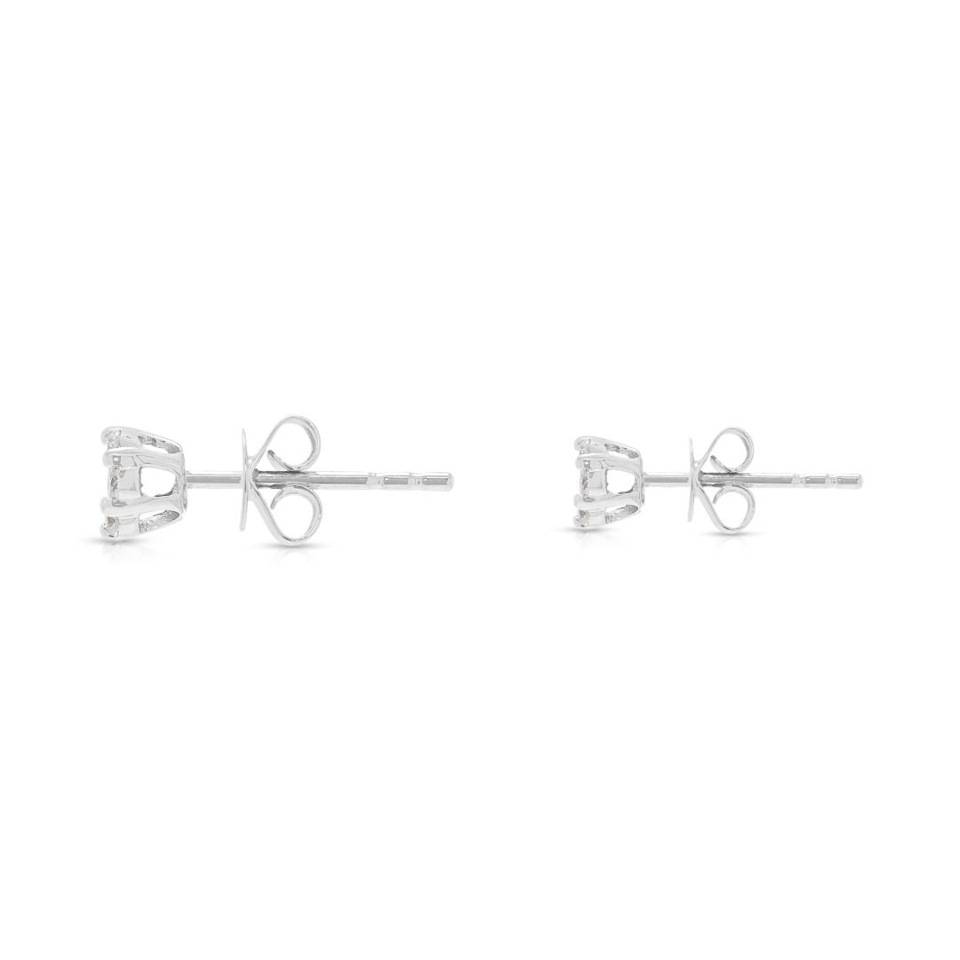 Delicate 0.21ct Diamond Floral Earrings in 18K White Gold
