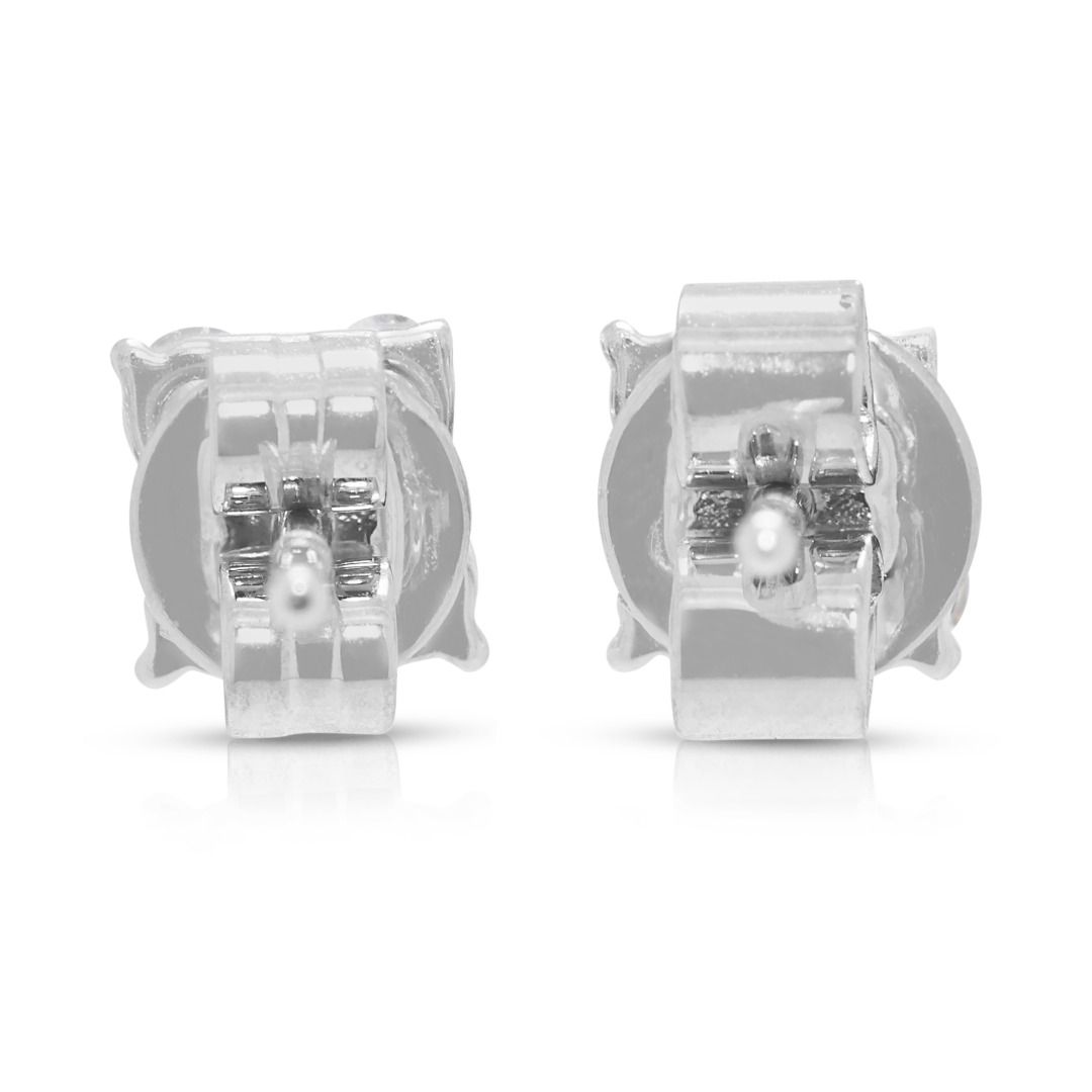 Delicate 0.24ct Natural Diamond Round Brilliant Cluster Stud Earrings in 18K White Gold