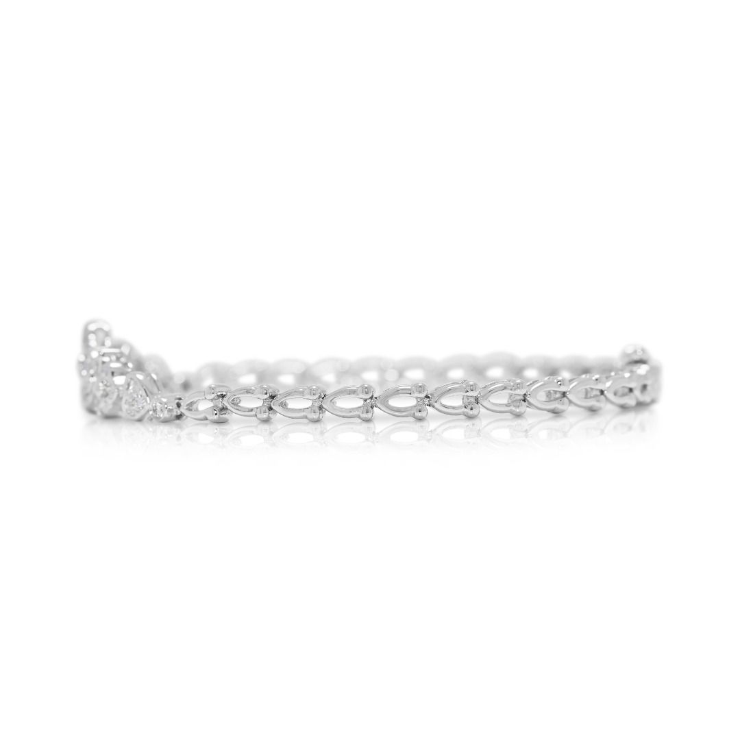 Delicate 0.41ct Natural Diamond Floral Bracelet in 18K White Gold