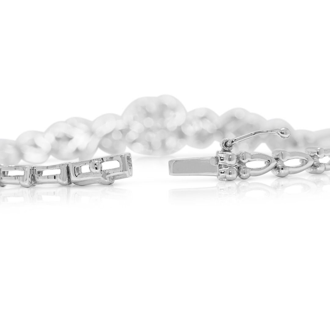 Delicate 0.41ct Natural Diamond Floral Bracelet in 18K White Gold