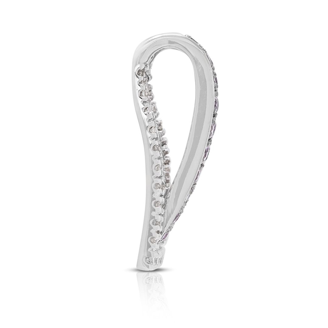 Delicate 1.58ct Pink Sapphire & Diamond Pendant in 14K White Gold
