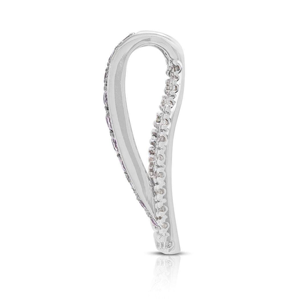 Delicate 1.58ct Pink Sapphire & Diamond Pendant in 14K White Gold