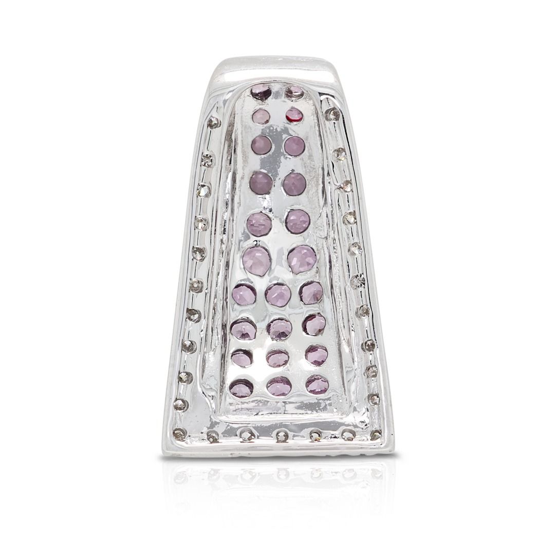 Delicate 1.58ct Pink Sapphire & Diamond Pendant in 14K White Gold