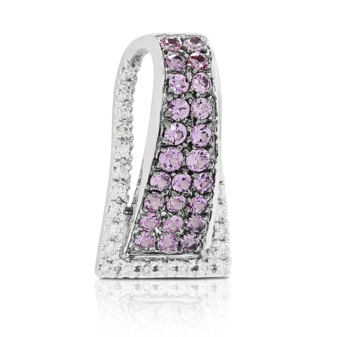 Delicate 1.58ct Pink Sapphire & Diamond Pendant in 14K White Gold
