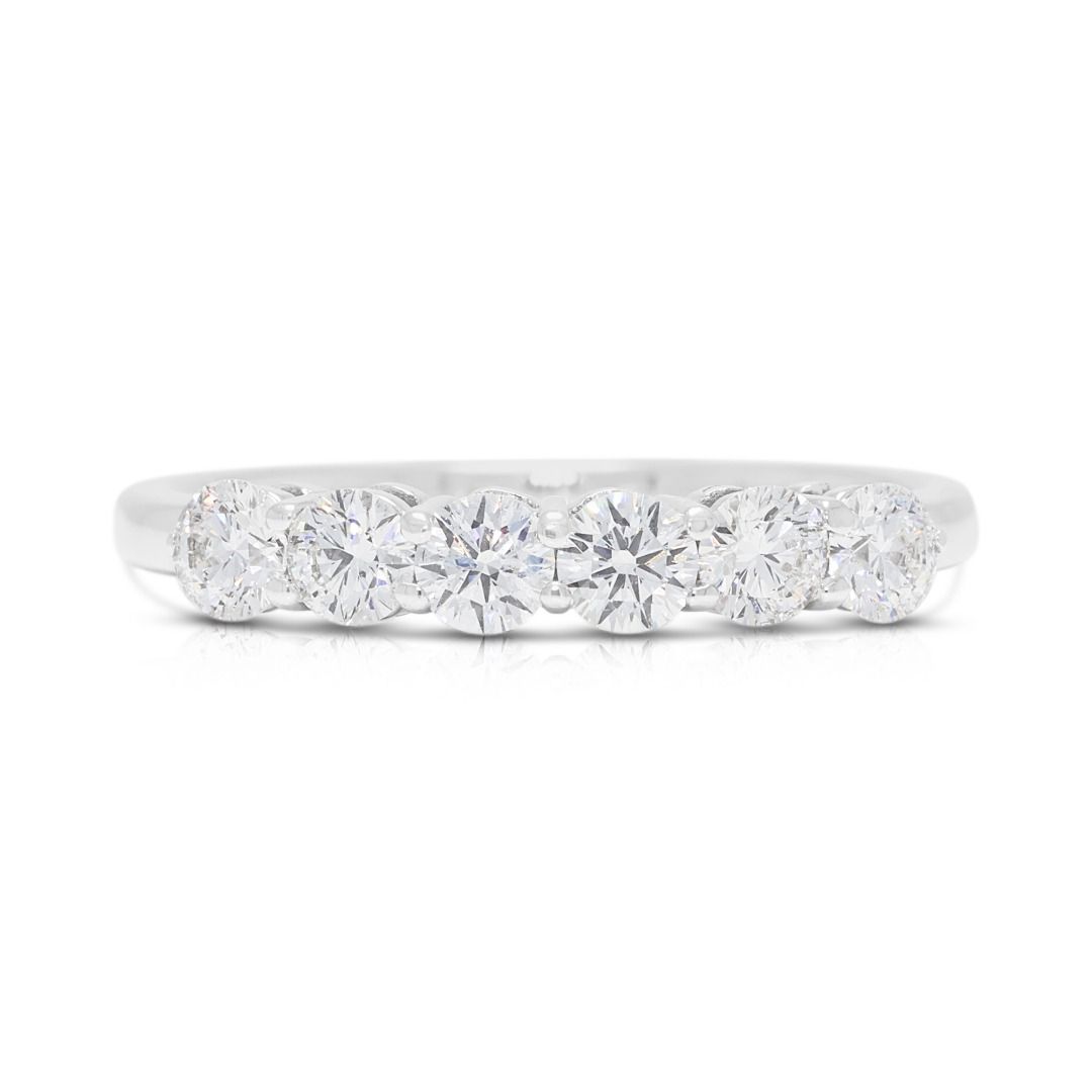 Destinee 0.60ct Natural Diamond Six-Stone Ring in 18K White Gold