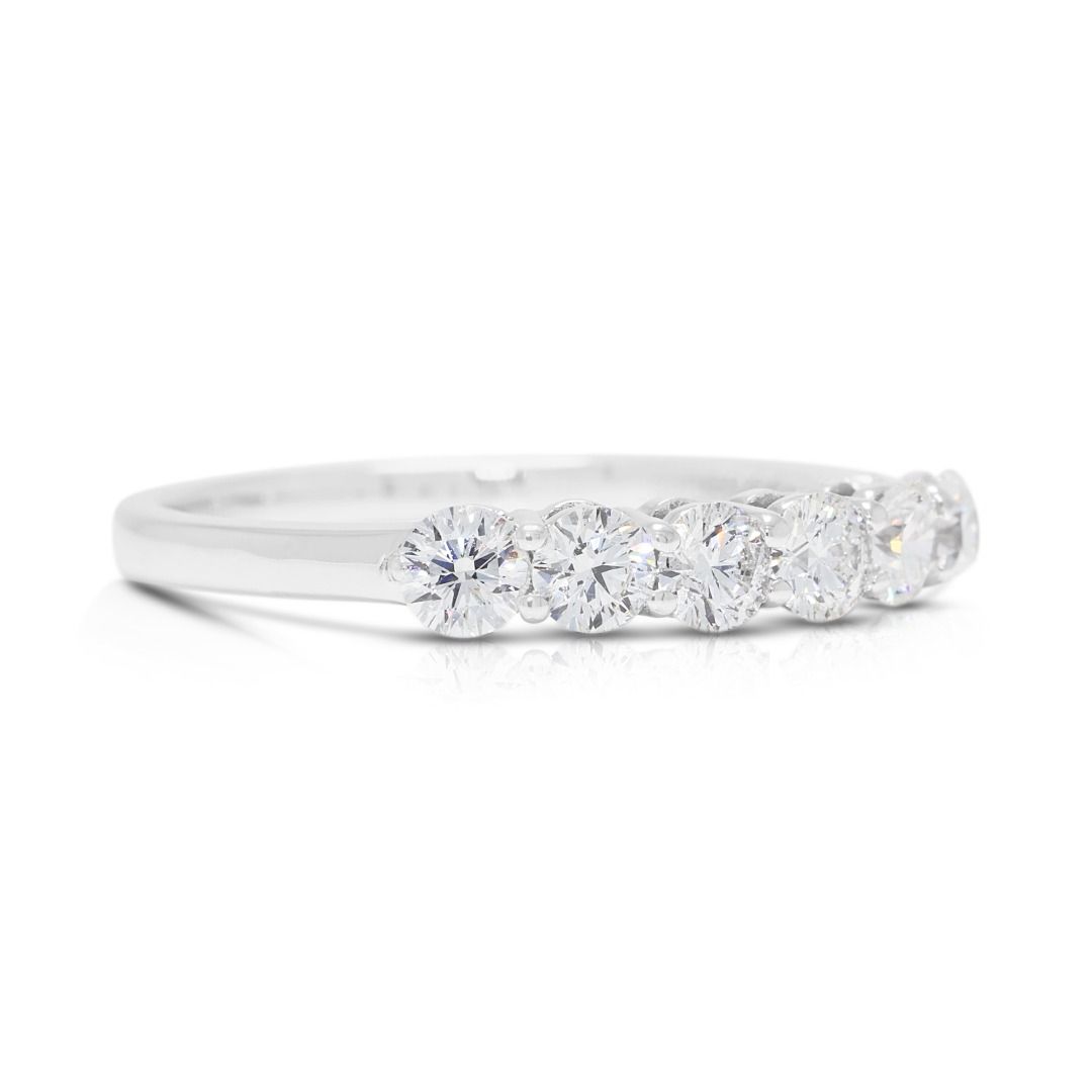 Destinee 0.60ct Natural Diamond Six-Stone Ring in 18K White Gold