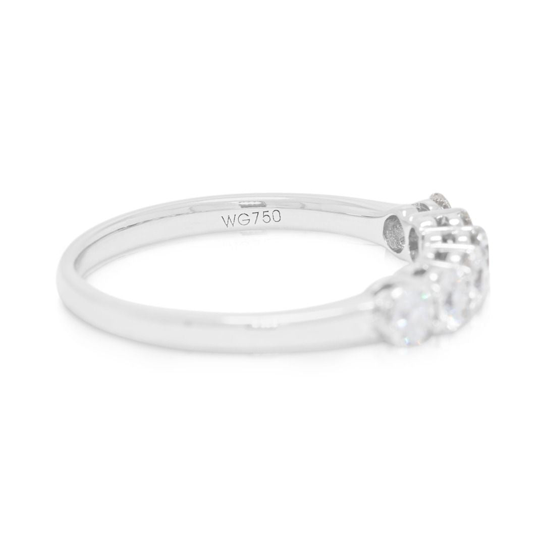 Destinee 0.60ct Natural Diamond Six-Stone Ring in 18K White Gold