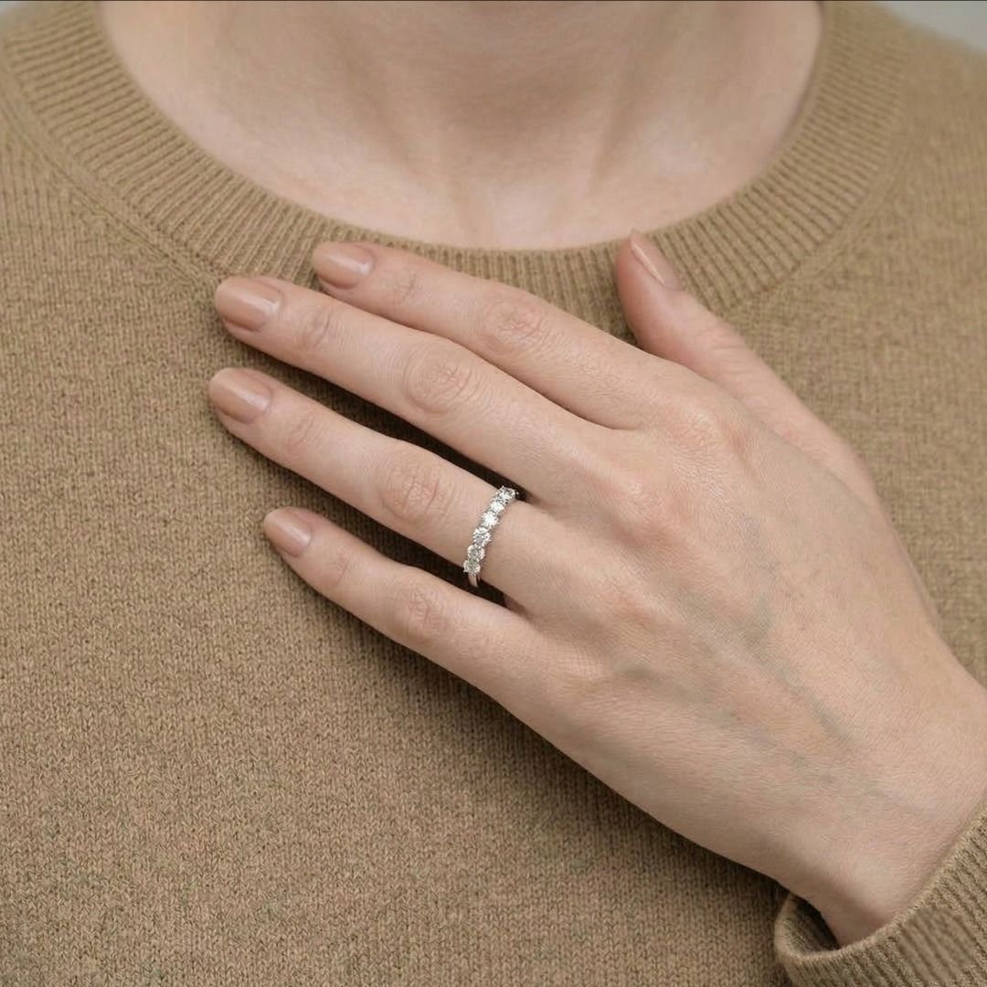 Destinee 0.60ct Natural Diamond Six-Stone Ring in 18K White Gold