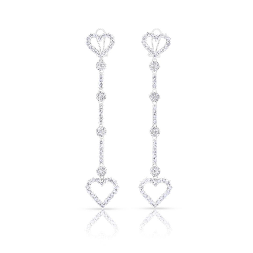 Dramatic 2.58ct Diamond Drop Earrings in 18K White Gold
