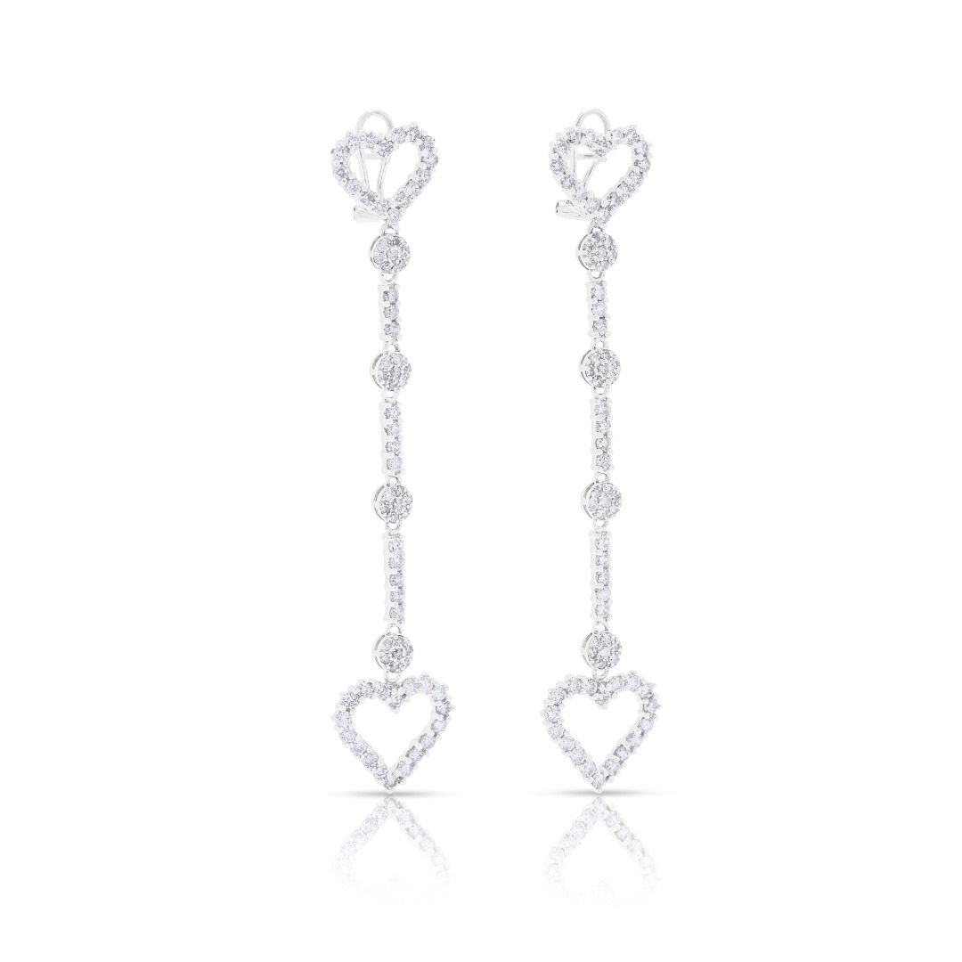 Dramatic 2.58ct Diamond Drop Earrings in 18K White Gold