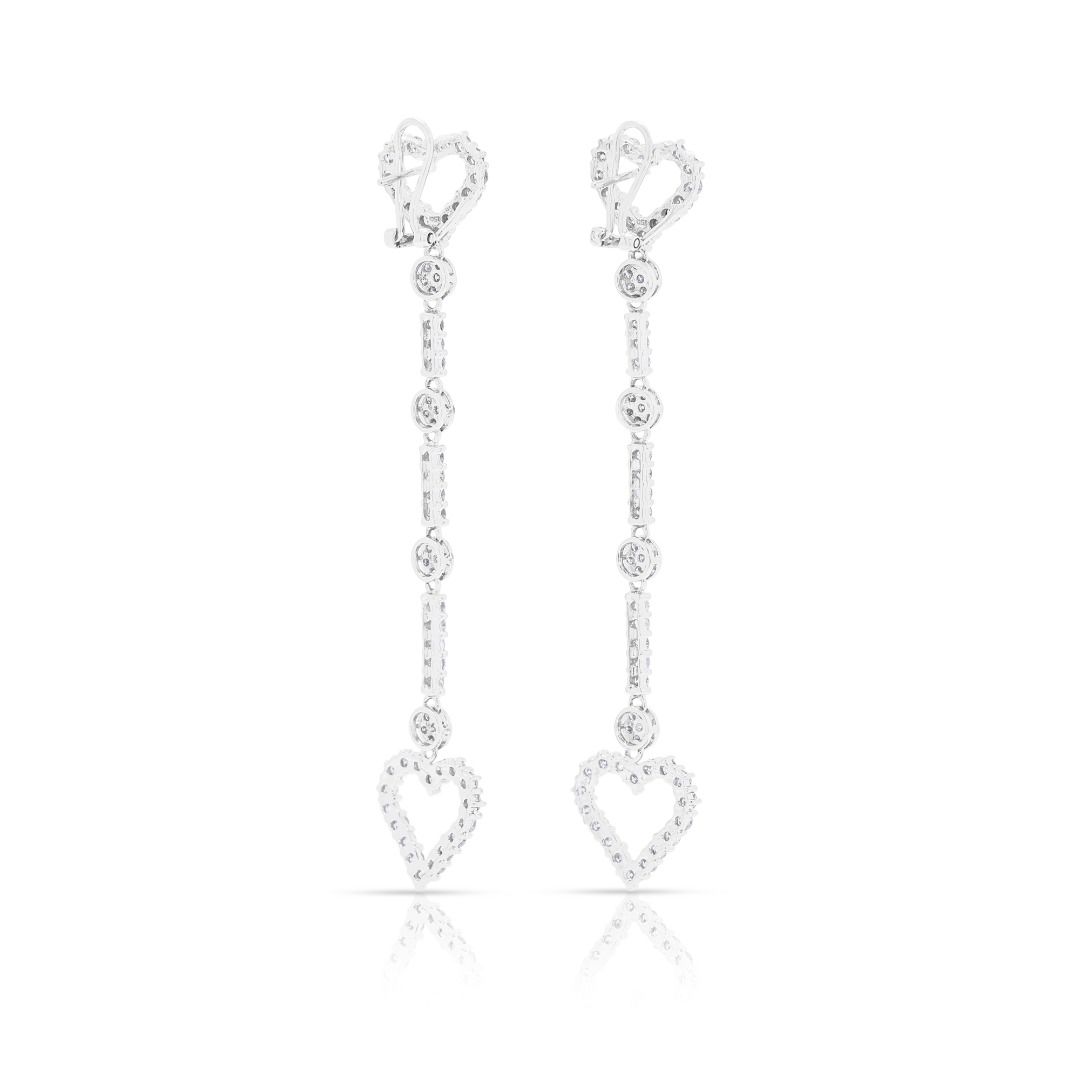 Dramatic 2.58ct Diamond Drop Earrings in 18K White Gold