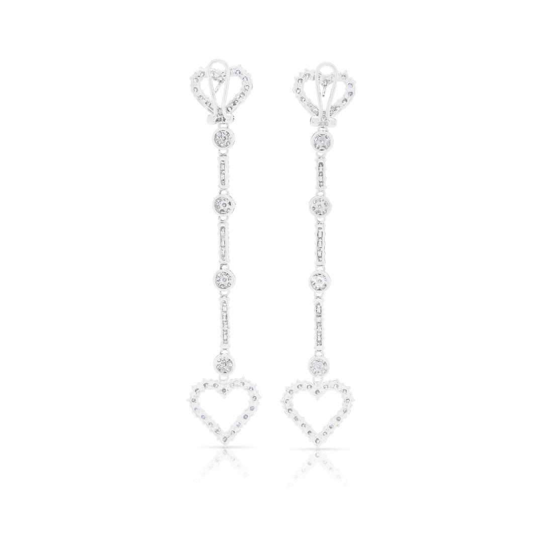 Dramatic 2.58ct Diamond Drop Earrings in 18K White Gold