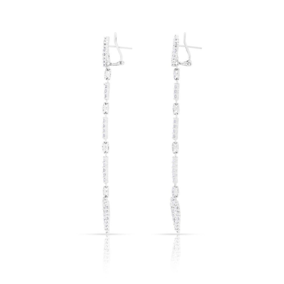Dramatic 2.58ct Diamond Drop Earrings in 18K White Gold