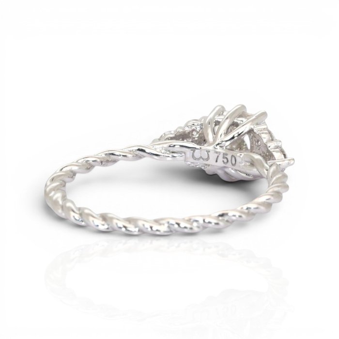 1.34 Carats IGI Certified Natural Diamond 18K White Gold 7-Stone Ring