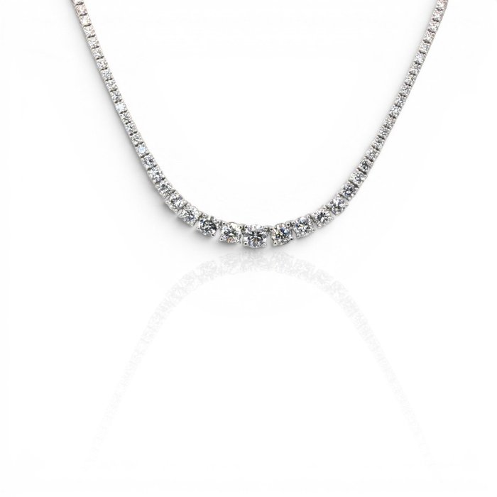 7.02 Carats IGI Certified Natural Diamond 18K White Gold Necklace