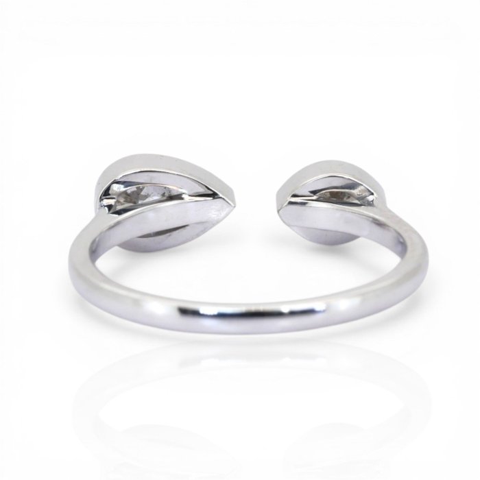 0.70 Carats GCI Certified Natural Diamond 14K White Gold 2-Stone Ring