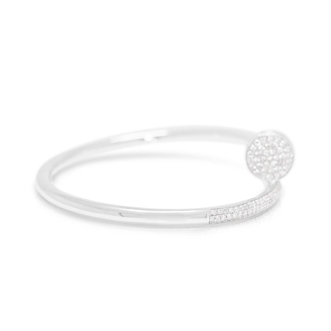 Edgy 1.33ct Natural Diamond "Industrial Nail" Bangle in 18K White Gold
